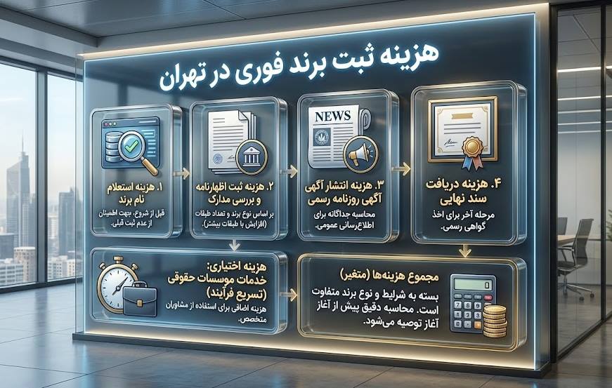 هزینه های ثبت برند فوری در تهران